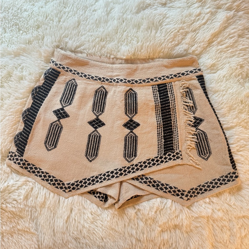 Free People Cream Embroidered Skort.